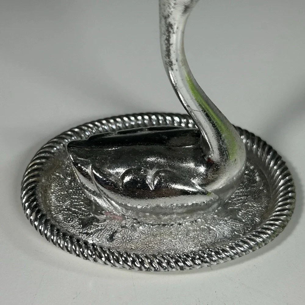 Vintage Swan Silver Plated Ring Holder Trinket Tray Hong Kong READ